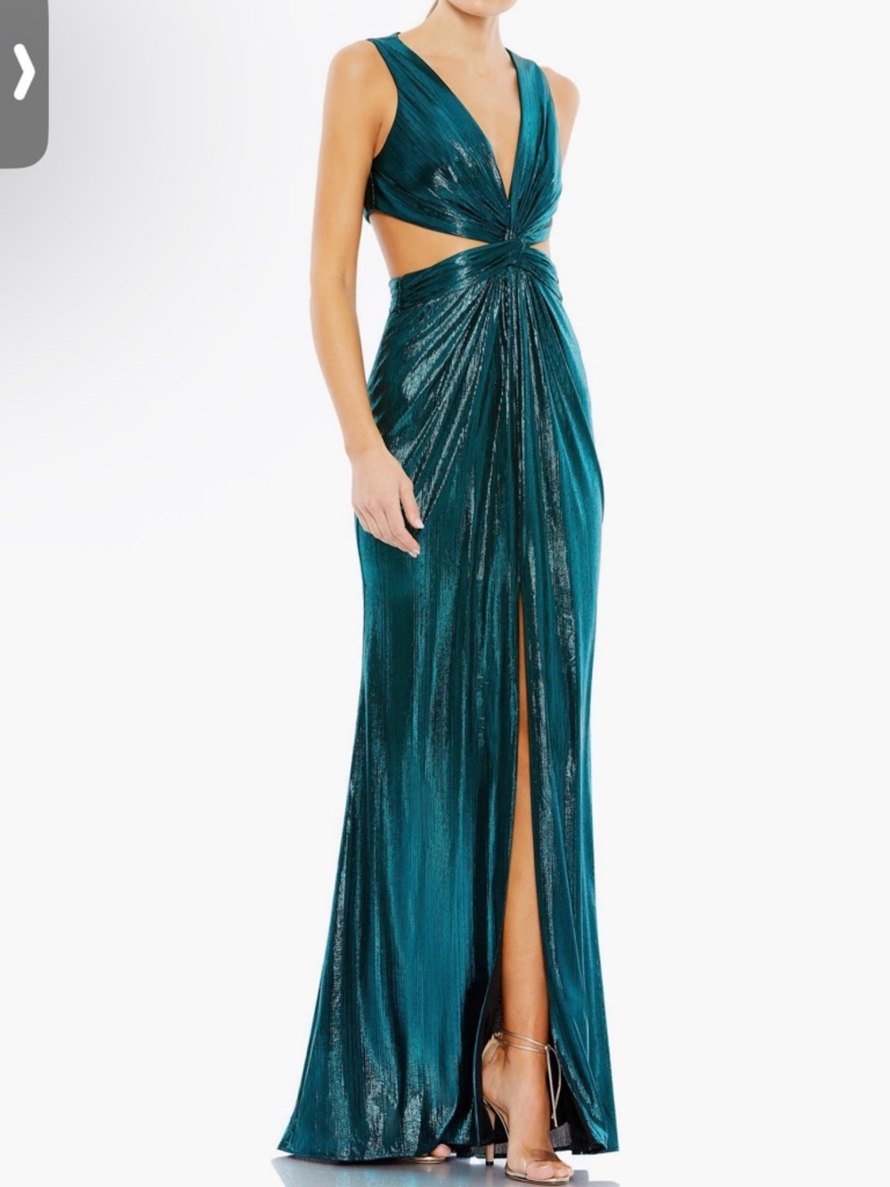 Mac Duggal Teal Metallic Cutout Gown